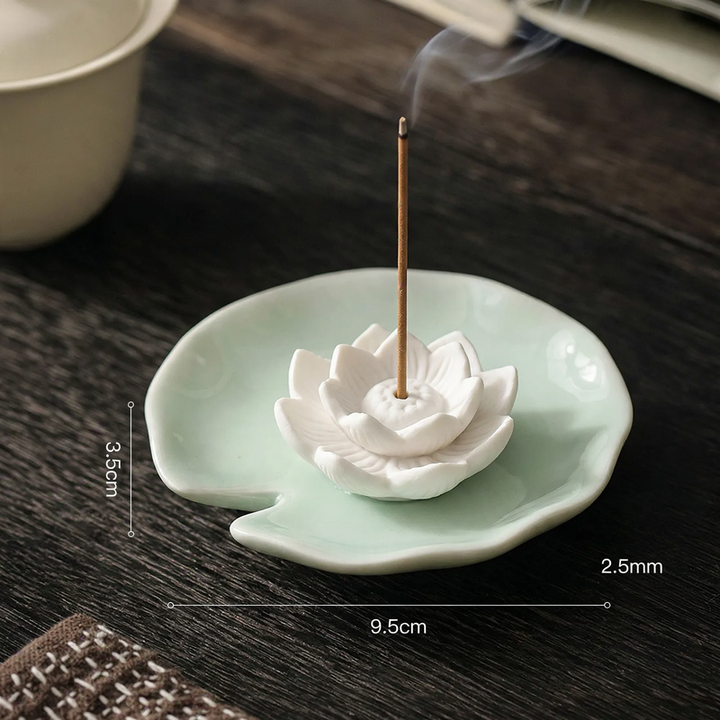 Incense Stick Holder Lotus Flower, Ceramic