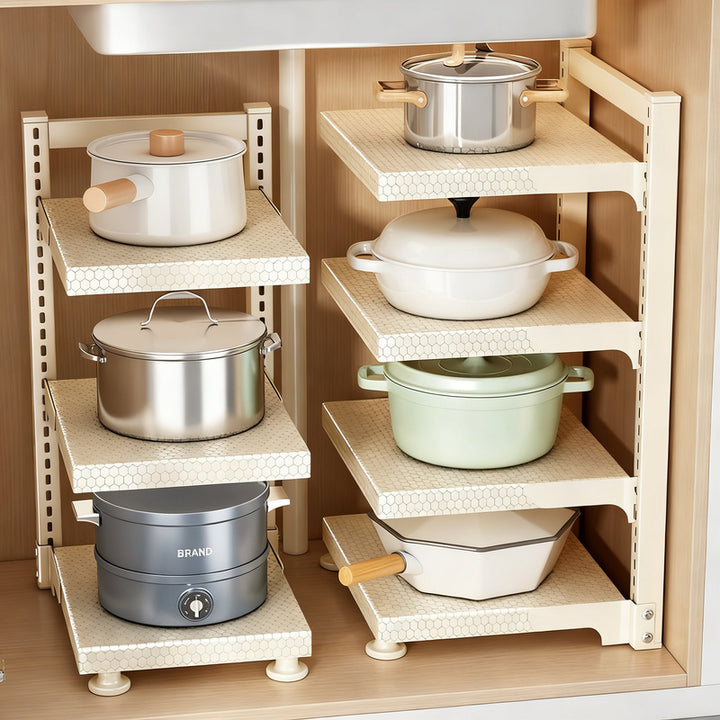 Multi-tier pot rack made of carbon steel