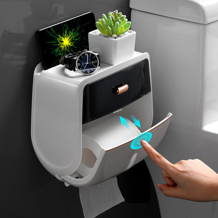 Wall-mounted paper towel holder with storage
