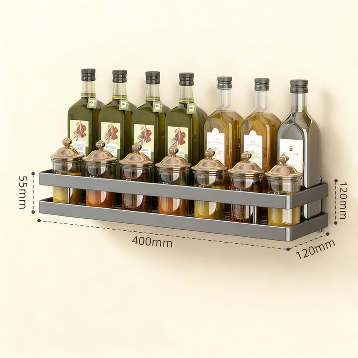 Wall-mounted kitchen shelf made of aluminum