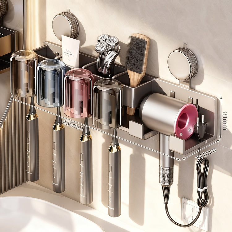 Suction cup holder for hair dryer and bathroom accessories