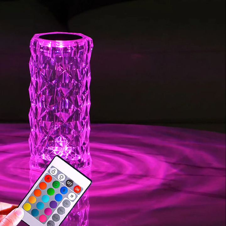 Crystal table lamp, 16 colors, remote control