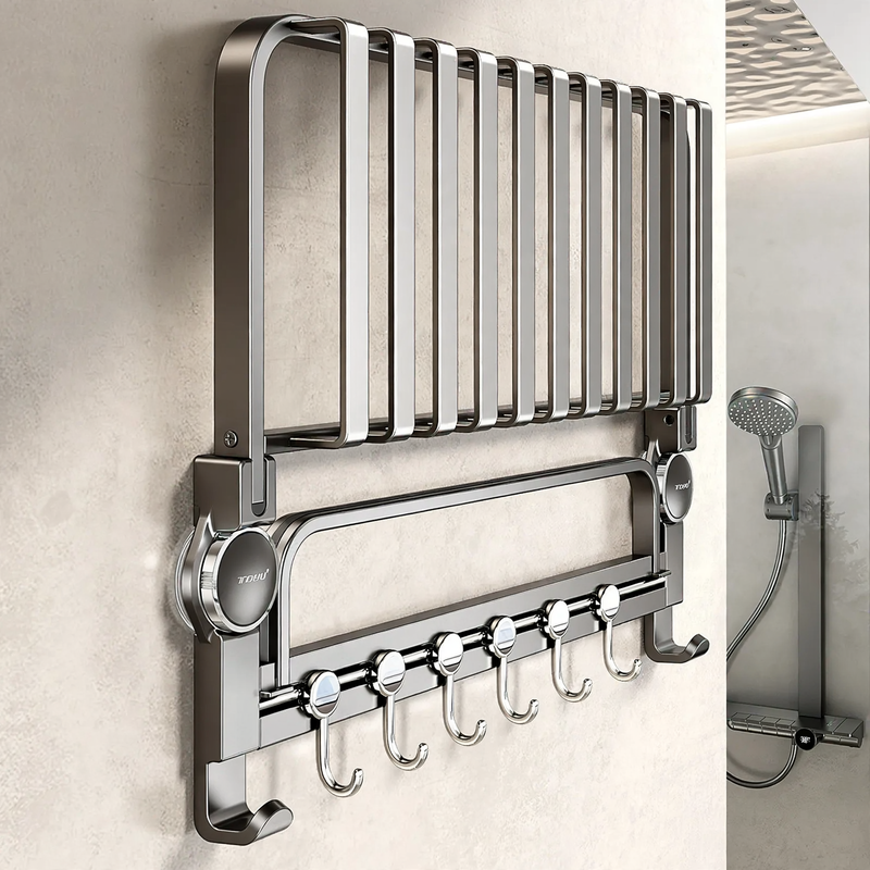 Aluminum suction cup towel holder, modern