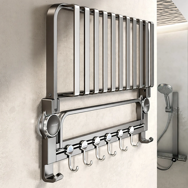 Aluminum suction cup towel holder, modern