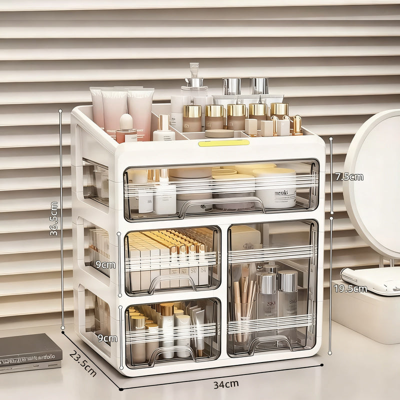Transparent cosmetic and desk organizer