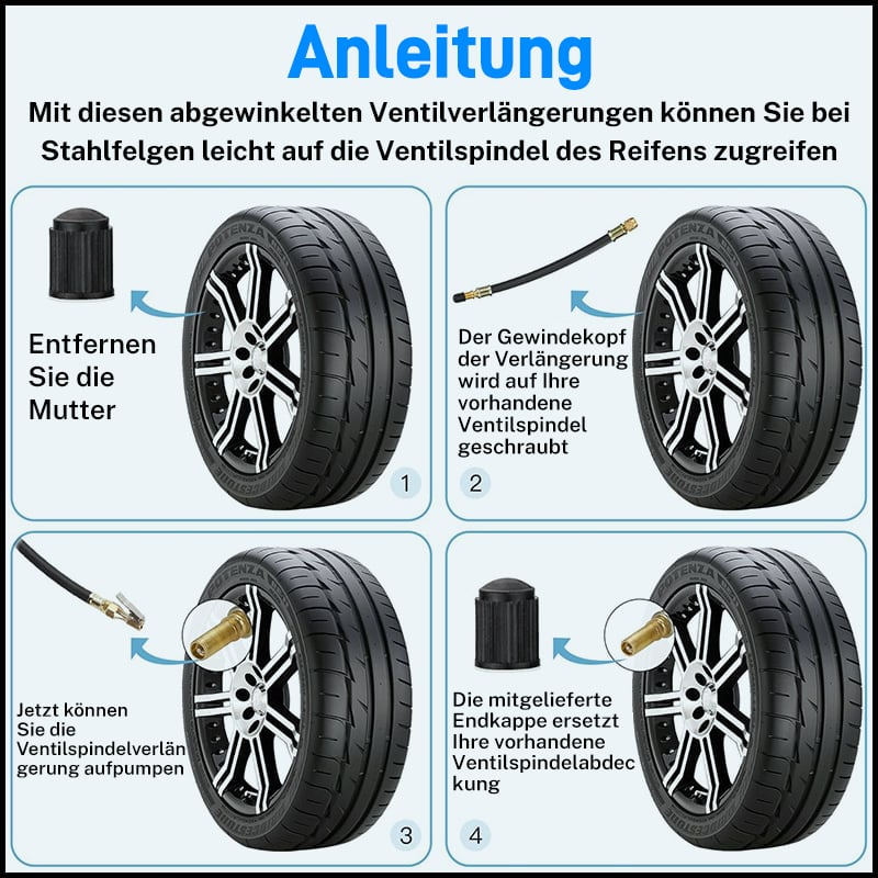 Flexible tire valve extensions | Universal fit, effortless access | Stornfield