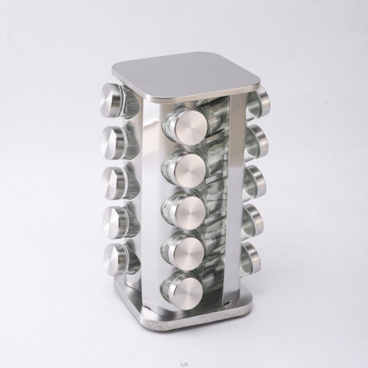 Rotating spice rack made of stainless steel