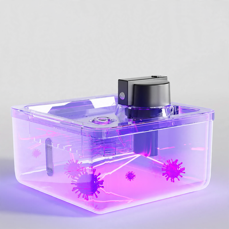 Intelligent cat water dispenser with sensor and UV sterilization