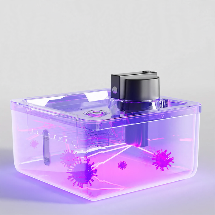 Intelligent cat water dispenser with sensor and UV sterilization