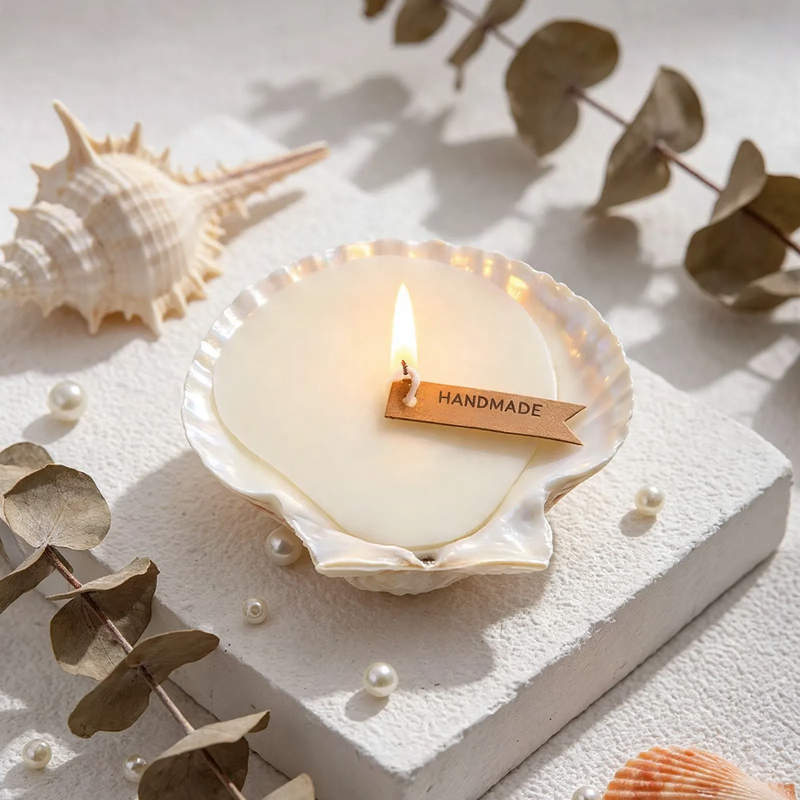 Scented candle soy wax, shell shape, handmade