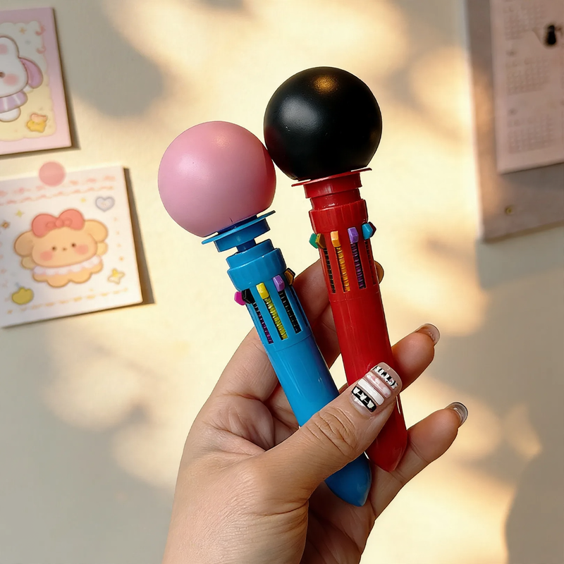 Multicolored ballpoint pen with macaron design