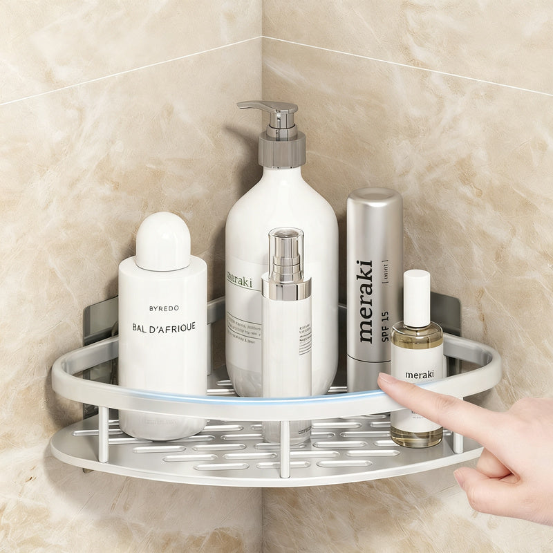Wall shelf bathroom, triangular, no drilling, aluminum