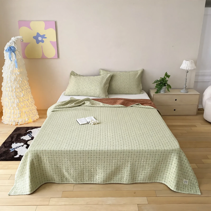 Cotton bedspread 3-piece, gauze fabric