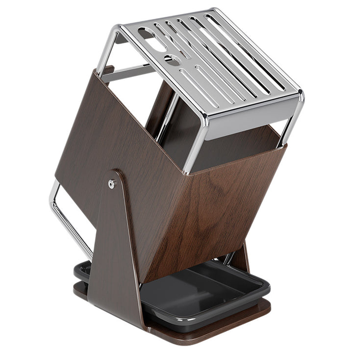 Rotating knife block made of stainless steel with accessories