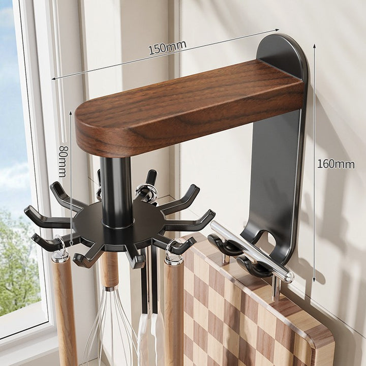 Rotating kitchen stand made of walnut