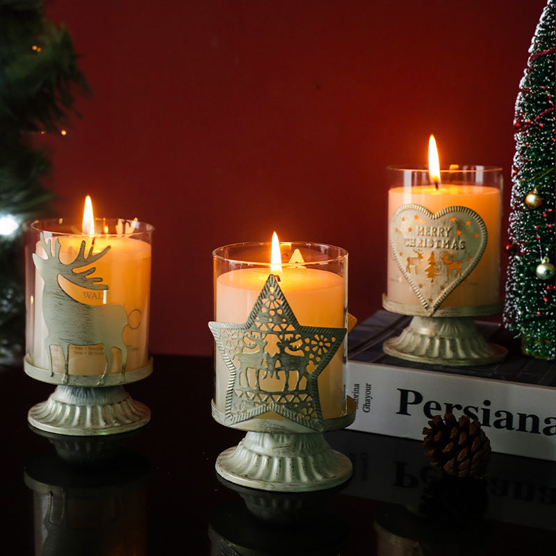 Candle holder made of iron and glass, European style