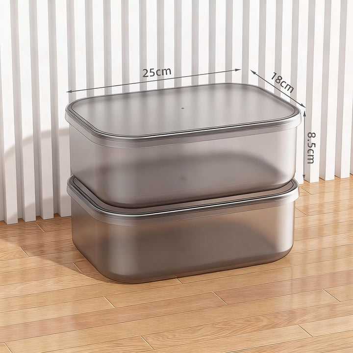 Transparent storage box made of plastic