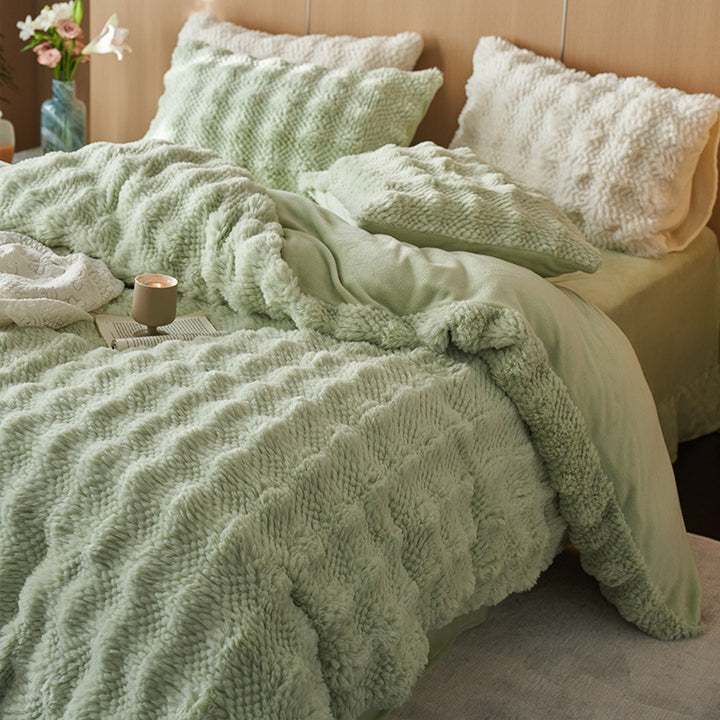 High-quality bedding set made of rabbit fur fleece