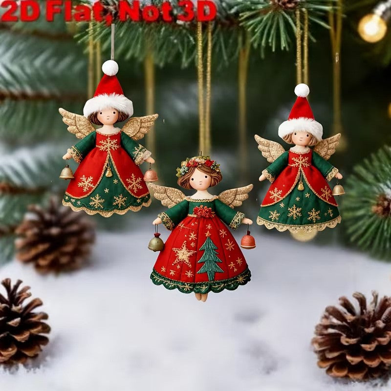 Wooden Christmas tree ornaments, set of 6