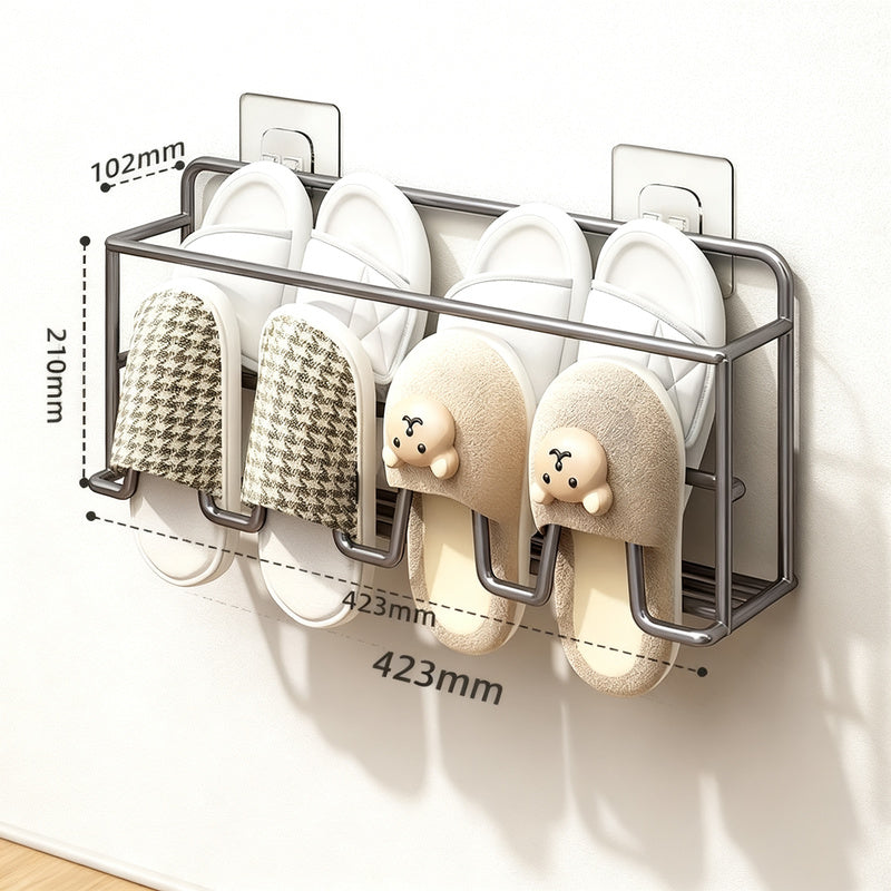 Wall-mounted shoe shelf without drilling