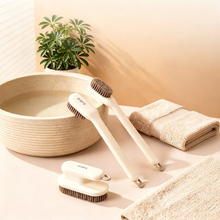 Shoe and laundry brush with soft bristles