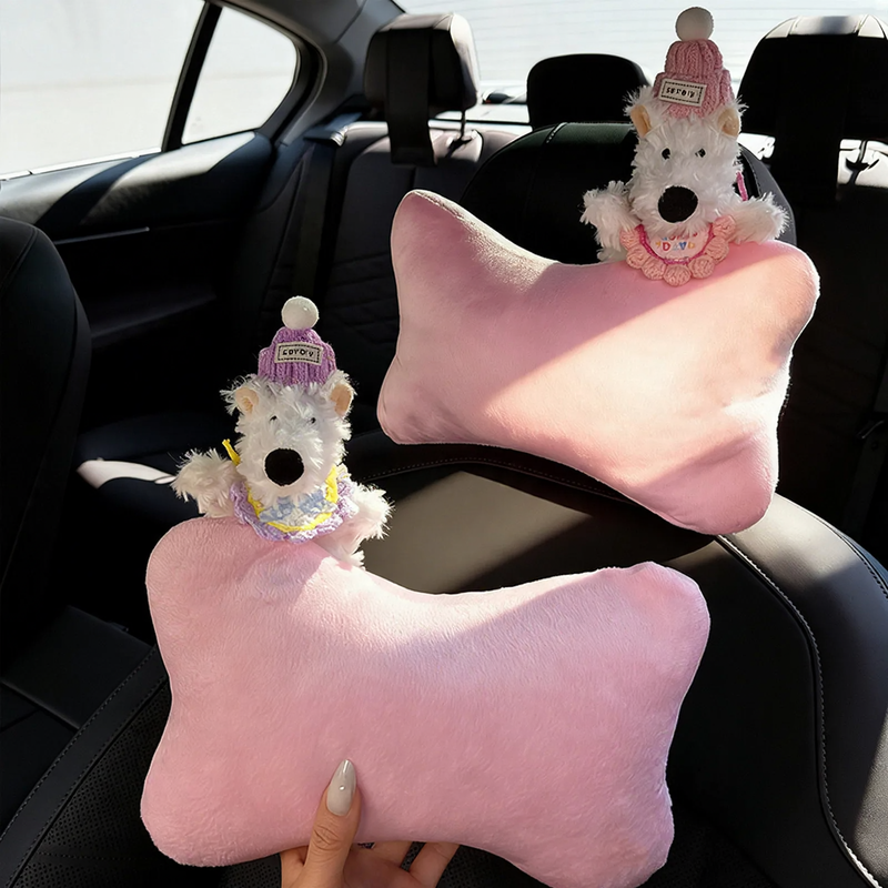 Car headrest pillow with cartoon pattern