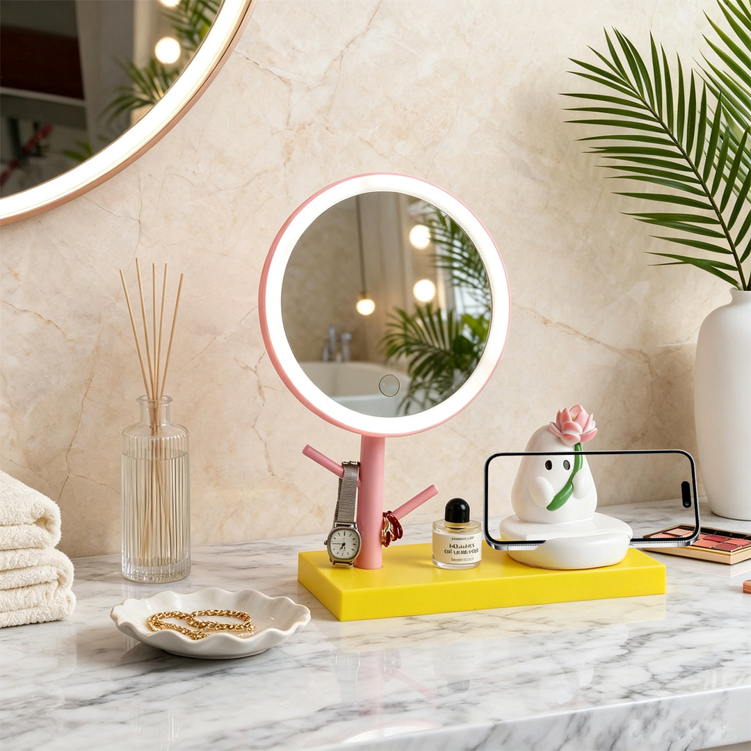 LED Makeup Mirror with Phone Holder and Lighting