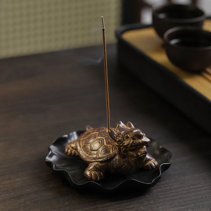 Dragon tortoise incense stick holder