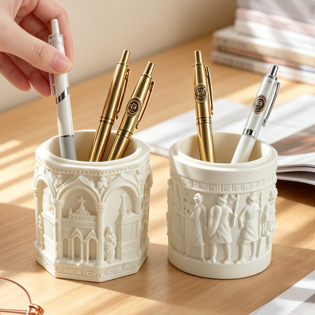 Marker holder with Roman flat relief design
