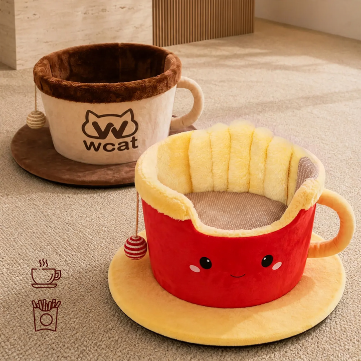 Cat bed with scratching option and play function