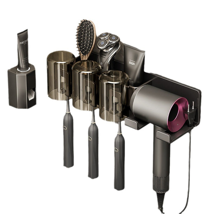 Toothbrush and hairdryer holder made of aluminum, suction cup