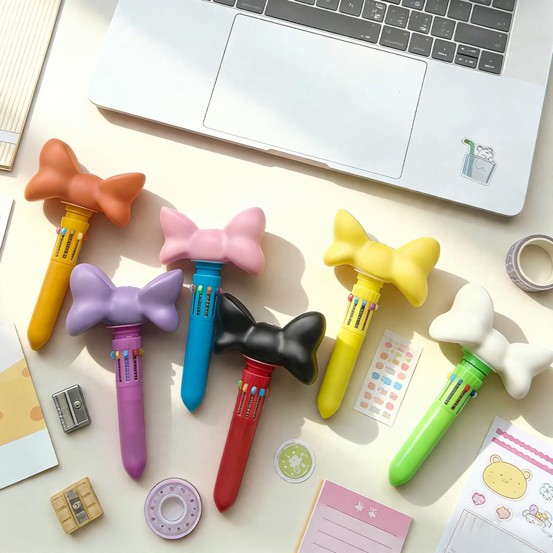 Multicolored ballpoint pen with ribbon design