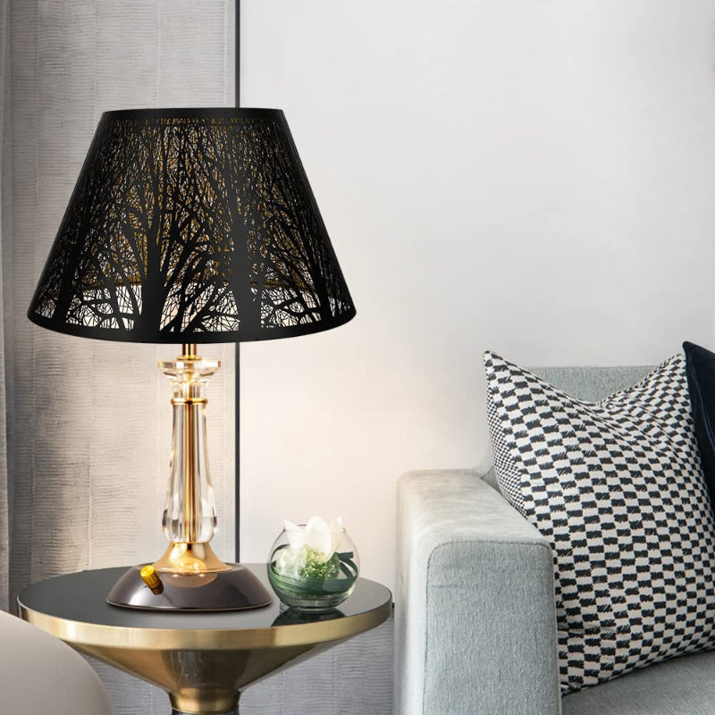 Stornfield | Medium Barrel Fabric Lamp Shade for Table and Floor Lamps, 7x13x7.8 Inches, Natural Ventilated Linen, Handmade, Spider (White)