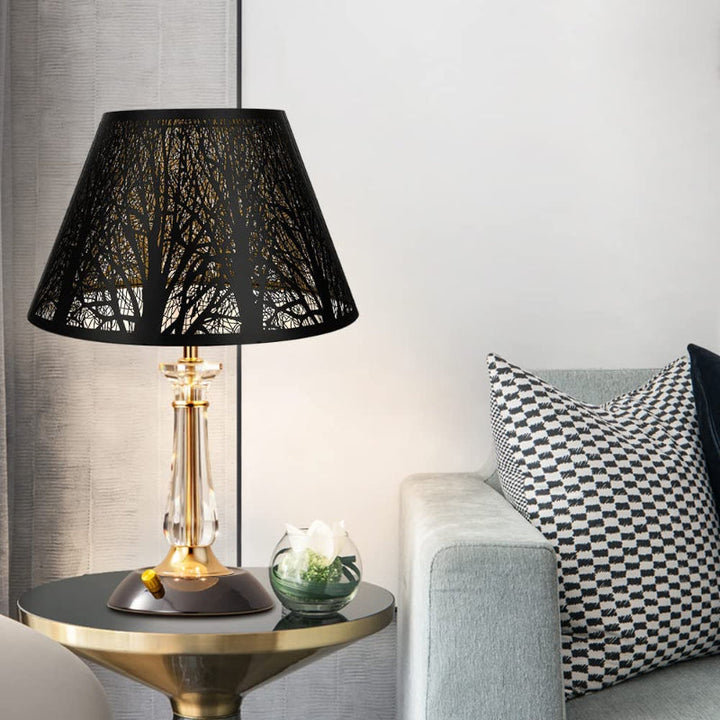 Stornfield | Medium Barrel Fabric Lamp Shade for Table and Floor Lamps, 7x13x7.8 Inches, Natural Ventilated Linen, Handmade, Spider (White)