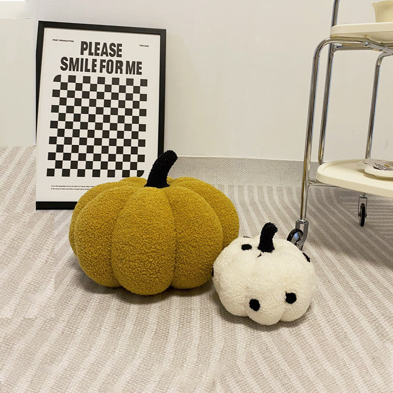 Fluffy pumpkin cuddle cushion, short pile