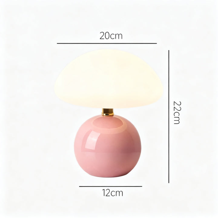 Mushroom table lamp with ceramic base, USB-powered
