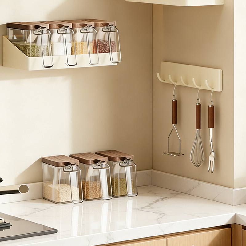 Wall-mounted spice rack without drilling