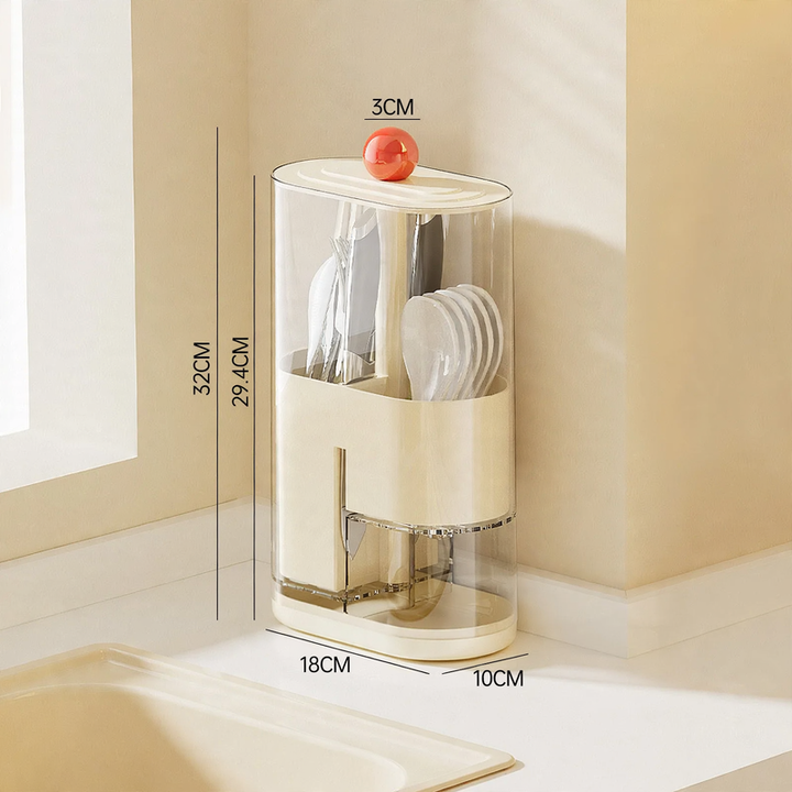 Stick holder with snap button and drainage