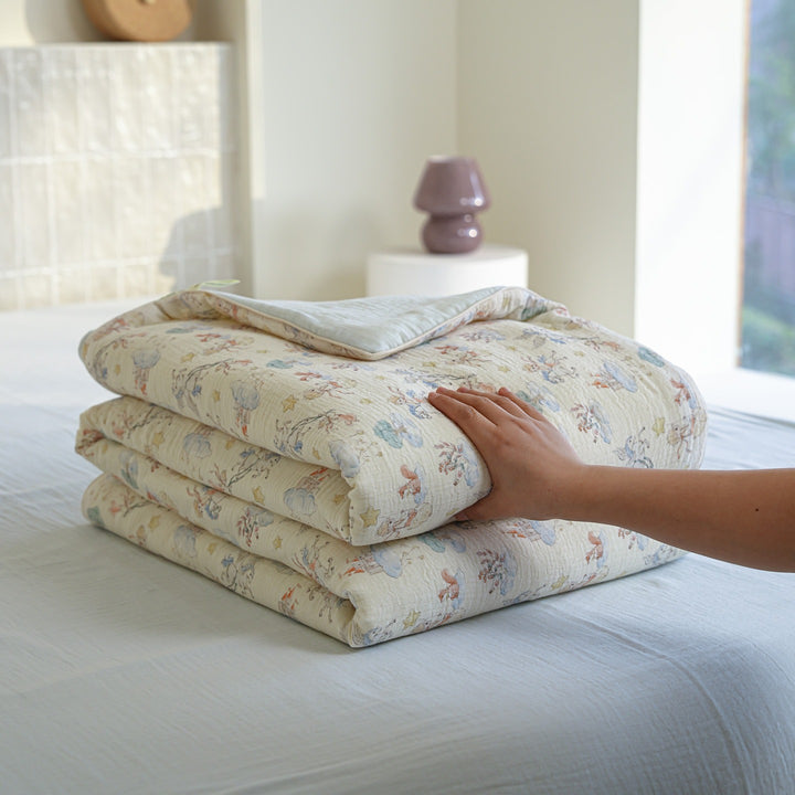 Cotton summer blanket with soy fiber, four pieces