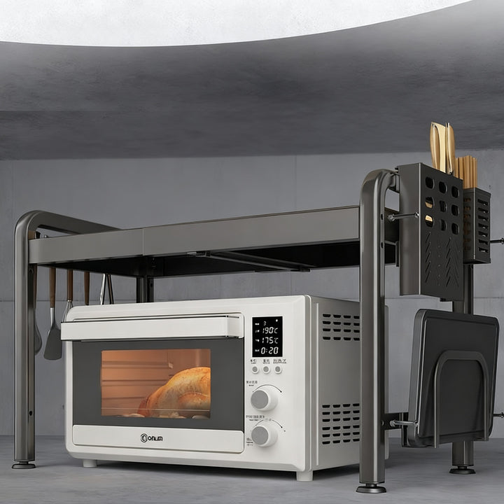 Microwave and kitchen appliance shelf, multi-tiered