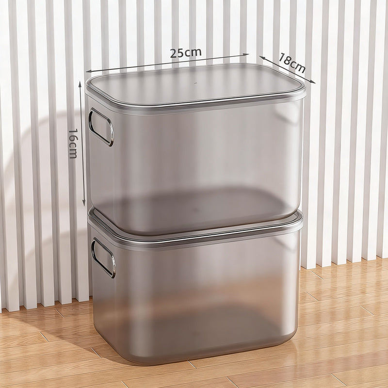 Transparent storage box made of plastic
