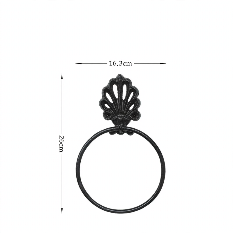 Cast iron towel ring, vintage style, black
