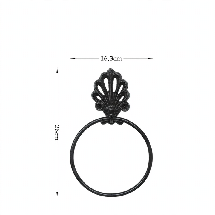 Cast iron towel ring, vintage style, black