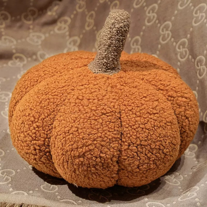 Fluffy pumpkin cuddle cushion, short pile