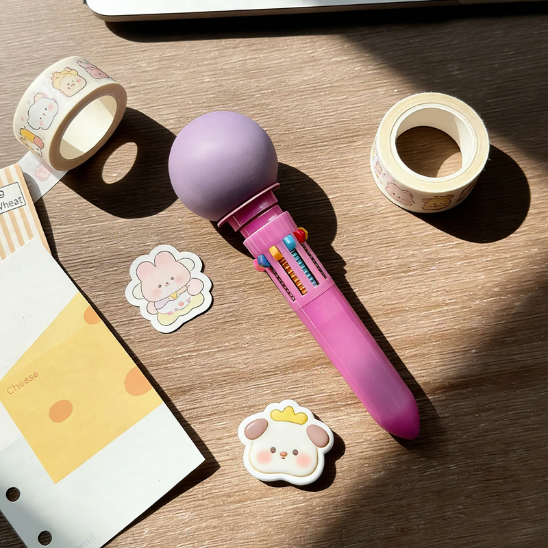 Multicolored ballpoint pen with macaron design