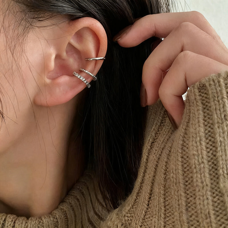 Copper ear clip, geometric design