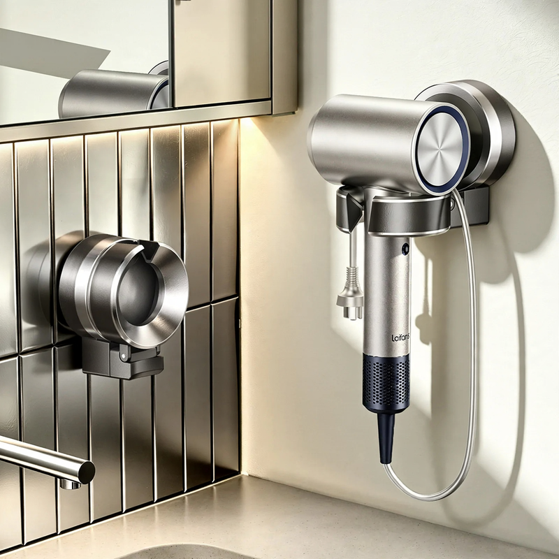 Hairdryer holder with suction cup, rotatable