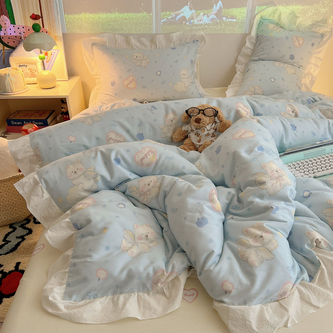 Cotton bedding with cartoon motifs, 4-piece