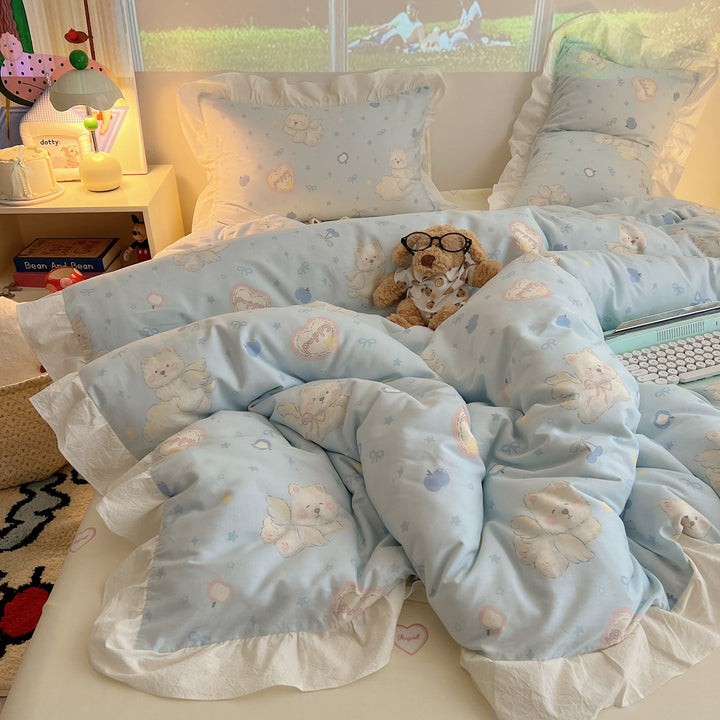 Cotton bedding with cartoon motifs, 4-piece