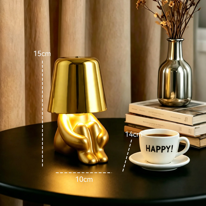 Thinker-figures-wine glass-table lamp